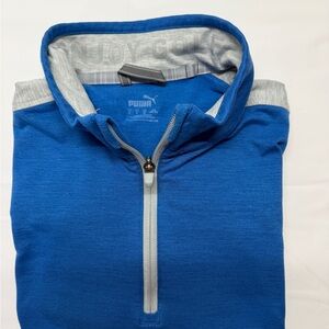 Puma Athletic Men’s Blue Quarter-Zip Sweater with Gray Trim